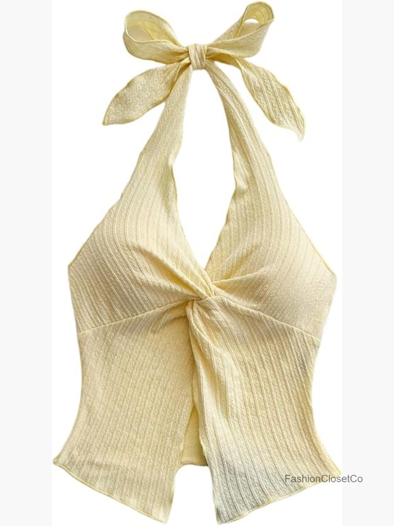 Backless Halter Tank Top Twist Sexy Cute Summer Going Out Tops